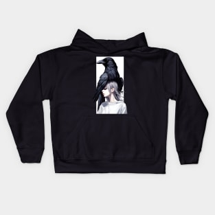 Raven Girl, Anime Art Kids Hoodie